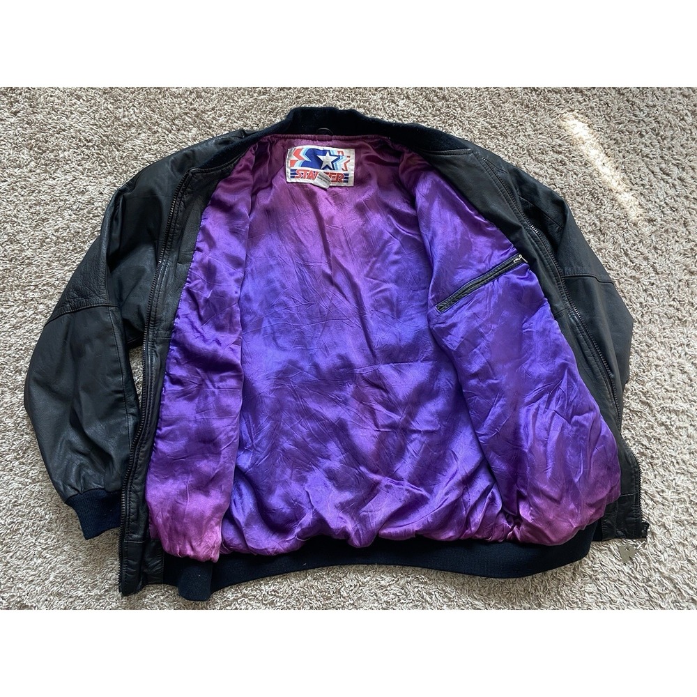 Vintage 90's‎ Starter Detroit Pistons NBA Leather Wool Varsity Jacket Men's XL - Picture 10 of 15